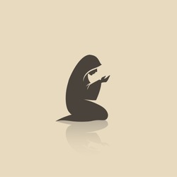Muslim woman praying icon - vector illustration
