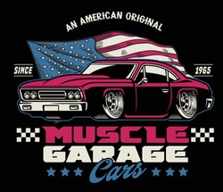 vintage shirt design of american muscle car