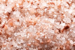 Full frame shot of himalayan pink rock salt with copy space. unaltered, ingredient, food, rock salt and seasoning.