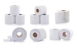 set of toilet paper on white background
