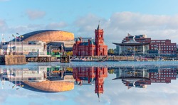 Panoramic view of the Cardiff Bay - Cardiff, Wales