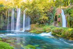 Duden (upper) waterfall and national park in Antalya city, Turkey