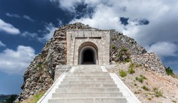 High stairway leading to tunnel and mausoleum of Peter Njegosh, Montenegro