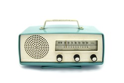 grungy retro radio on  isolated white background
