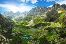 Amazing view of mountain lakes in Albanian Alps.