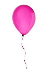 pink happy air flying balloon isolated on white background