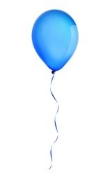 blue happy holiday air flying balloon isolated on white background.