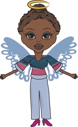 Mandy is a fun character illustration of an African American Angel