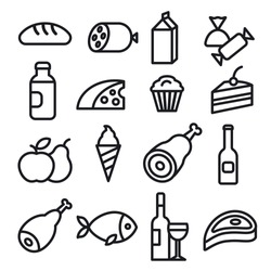 concept illustration of set food grocery icons