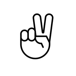 Sign of victory. The gesture of the hand. Two fingers raised up. Vector illustration.