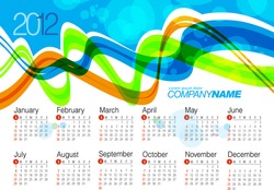 2012 Calendar. Wave Vector Illustration
