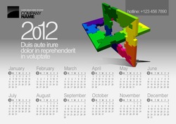 2012 Calendar. Vector Illustration with Puzzle vector element