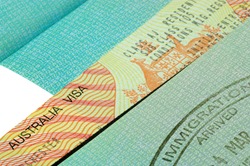 Australian visa and immigration stamp