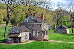 George Washington Headquarters of the American Revolutionary War Continental Army encampment in Isaac Potts field stone house at Valley Forge National Historical Park near Philadelphia in Pennsylvania