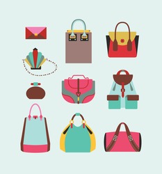 collection of woman bags for day and evening illustration eps 10