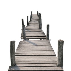 wooden foot bridge isolated on a white background