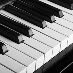 piano keys closeup monochrome