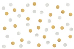 Gold and silver glitter confetti paper cut on white background - isolated