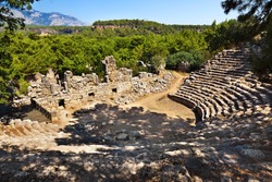Old amphitheater Phaselis in Antalya, Turkey - archaeology background