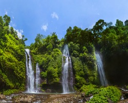 Sekumpul Waterfall on Bali island Indonesia - travel and nature background