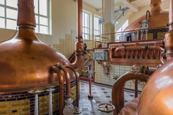 Vintage copper kettle in brewery - Belgium