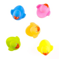 Rubber ducks isolated on a white background