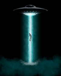 Man being abducted by UFO - alien abduction concept