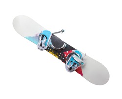 Old snowboard isolated on a white backrgound