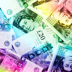 Pound currency background, Currency of the United Kingdom - Rainbow