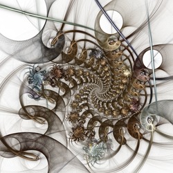 The pattern of the grid and bunches of spirals. Computer generated graphics.