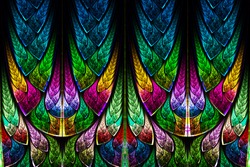 Fractal pattern in stained glass style. Computer generated graphics.
