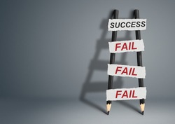 To success through failures creative concept, pencil Ladder 