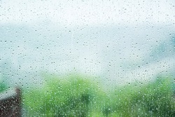 rainy weather, view from window, blur bokeh