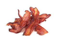Fried bacon isolated on a white background