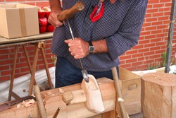 Traditional skill of making Dutch wooden shoes