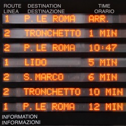Timetable of waterbuses (vaparetto) in Venice, Italy
