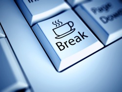 Keyboard with Coffee Break button, work concept