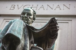 James Buchanan Memorial statue, 15th US President, located in Meridian Hill Park in the Columbia Heights neighborhood of Washington, DC. It was sculpted by artist Hans Schuler and dedicated in 1930.
