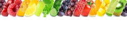 Mixed of color fruits and vegetables. Fresh ripe food