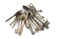 Bunch of  keys isolated over white background