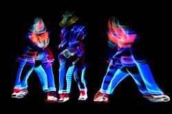 Neon Glow dancers. Entertainment. 3D illutration.