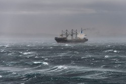 Vessel at stormy sea