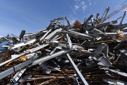 scrap iron and scrap metal, waste and garbage on a junkyard