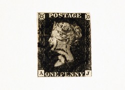 Penny Black - The first adhesive postage stamp in the world issued by the UK on 1 May 1840.