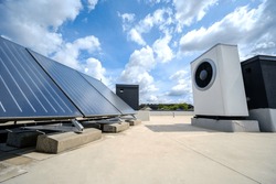 Heat pump and solar collector on the roof