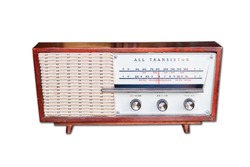 Old radio from 1950 and the years on isolated background