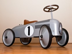 Retro style toy car in a living room