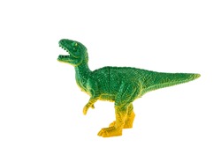 Plastic dinosaur isolated on white background, Tyrannosaurus rex