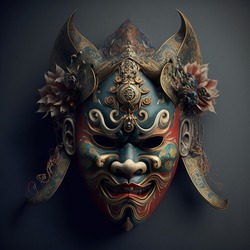Traditional Chinese ancient mask on dark background