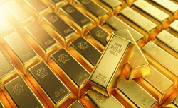 row of Gold Bars 1000 grams. Concept of wealth and reserve